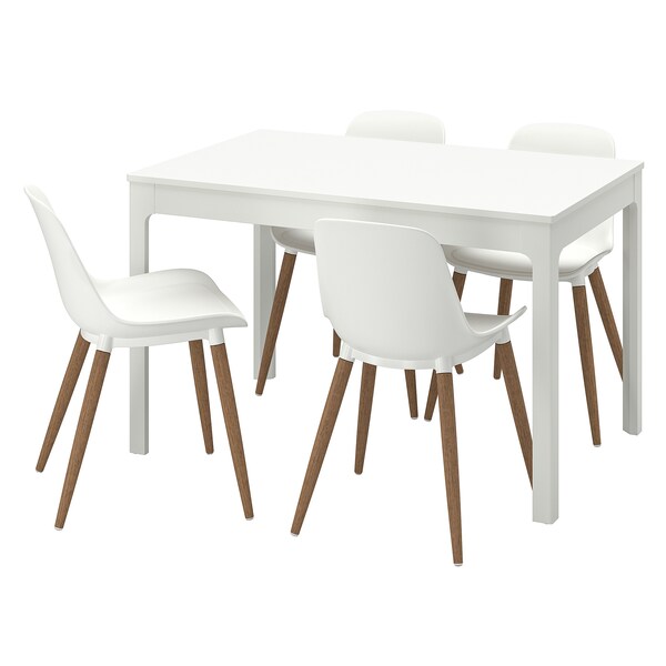 EKEDALEN / GRÖNSTA - Table and 4 chairs, white/white, 120/180 cm