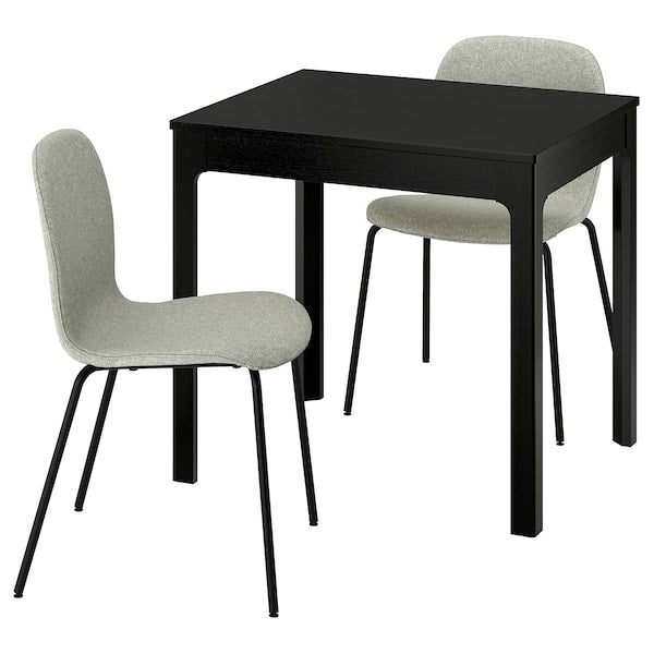 EKEDALEN / KARLPETTER - Table and 2 chairs, dark brown/Gunnared light green black,80/120 cm