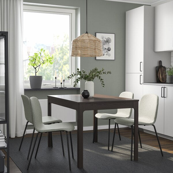 EKEDALEN / KARLPETTER - Table and 4 chairs, dark brown/Gunnared light green black,120/180 cm