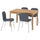 EKEDALEN / KARLPETTER table and 4 chairs, oak/Gunnared medium grey chrome-plated