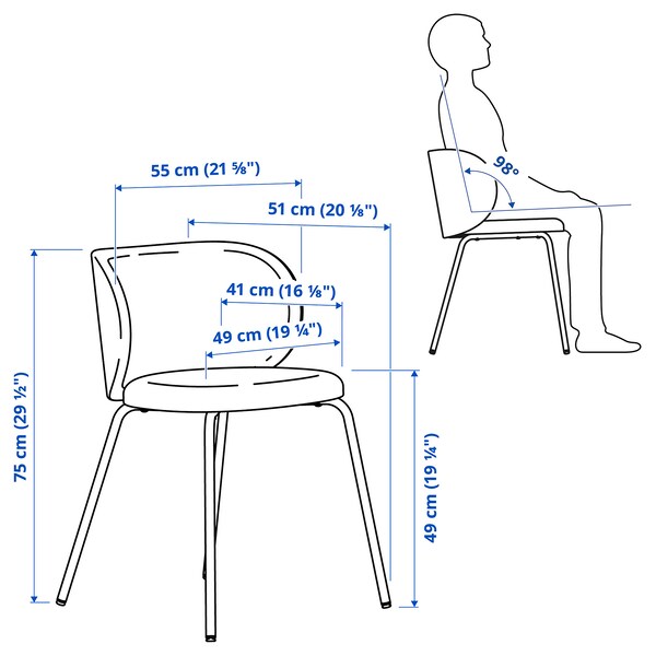 EKEDALEN / KRYLBO - Table and 2 chairs, white/Tonerud blue,80/120 cm