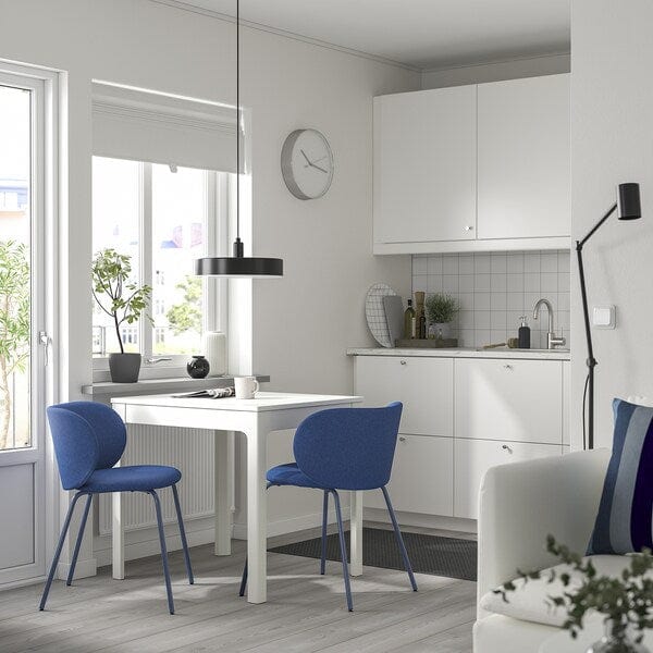 Ikea EKEDALEN / KRYLBO - Table and 2 chairs, white/Tonerud blue,80/120 cm