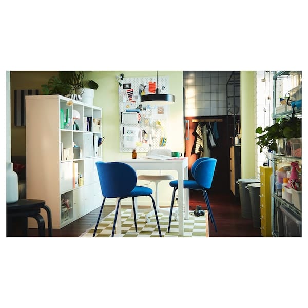 Ikea EKEDALEN / KRYLBO - Table and 2 chairs, white/Tonerud blue,80/120 cm