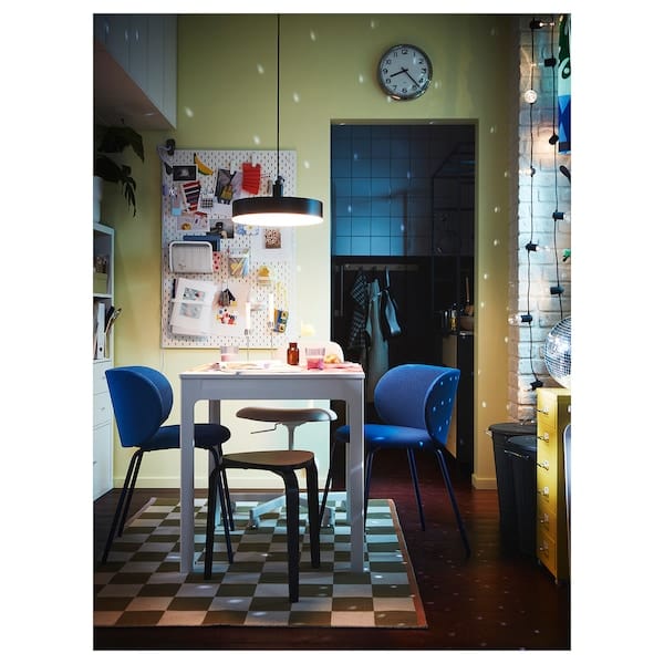 Ikea EKEDALEN / KRYLBO - Table and 2 chairs, white/Tonerud blue,80/120 cm