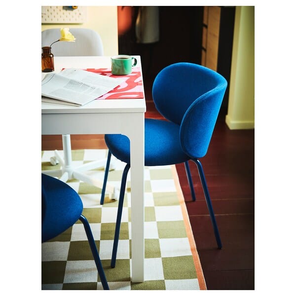 Ikea EKEDALEN / KRYLBO - Table and 2 chairs, white/Tonerud blue,80/120 cm