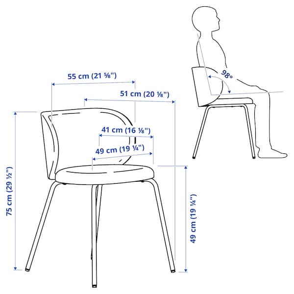 EKEDALEN / KRYLBO - Table and 4 chairs, white/Tonerud blue,120/180 cm