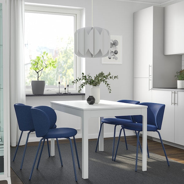 EKEDALEN / KRYLBO - Table and 4 chairs, white/Tonerud blue,120/180 cm