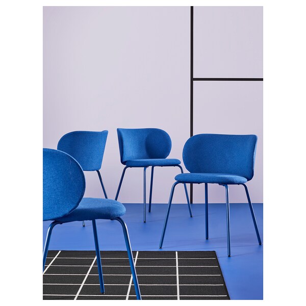 EKEDALEN / KRYLBO - Table and 4 chairs, white/Tonerud blue,120/180 cm