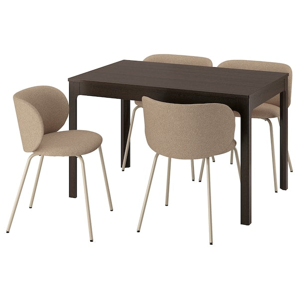 EKEDALEN / KRYLBO - Table and 4 chairs, dark brown/Tonerud beige,120/180 cm