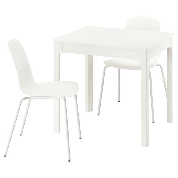 EKEDALEN / LIDÅS - Table and 2 chairs, white/white white, 80/120 cm