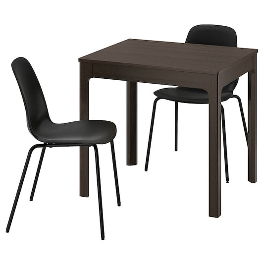 EKEDALEN / LIDÅS - Table and 2 chairs, dark brown/black black, 80/120 cm