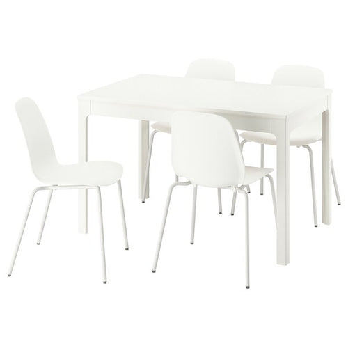 EKEDALEN / LIDÅS - Table and 4 chairs, white/white white, 120/180 cm