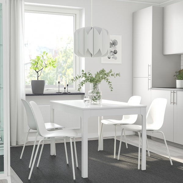 EKEDALEN / LIDÅS - Table and 4 chairs, white/white white, 120/180 cm