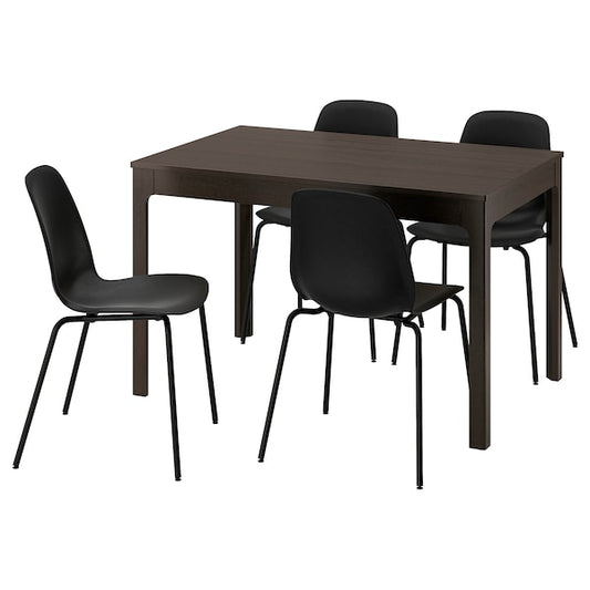 EKEDALEN / LIDÅS - Table and 4 chairs, dark brown/black black, 120/180 cm