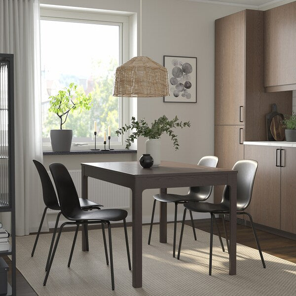 EKEDALEN / LIDÅS - Table and 4 chairs, dark brown/black black, 120/180 cm