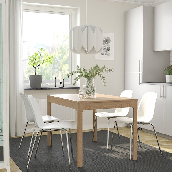 EKEDALEN / LIDÅS - Table and 4 chairs, oak/white chrome-plated, 120/180 cm