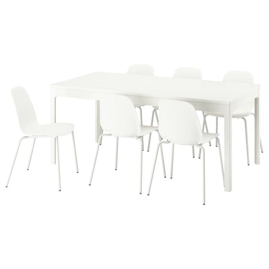 EKEDALEN / LIDÅS - Table and 6 chairs, white/white white, 180/240 cm