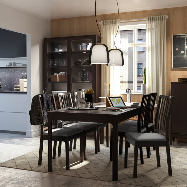 EKEDALEN - Extendable table, dark brown, 180/240x90 cm