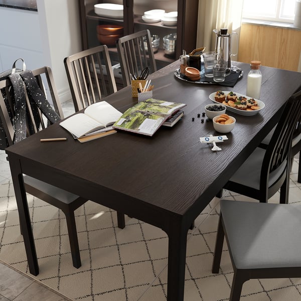 EKEDALEN - Extendable table, dark brown, 180/240x90 cm