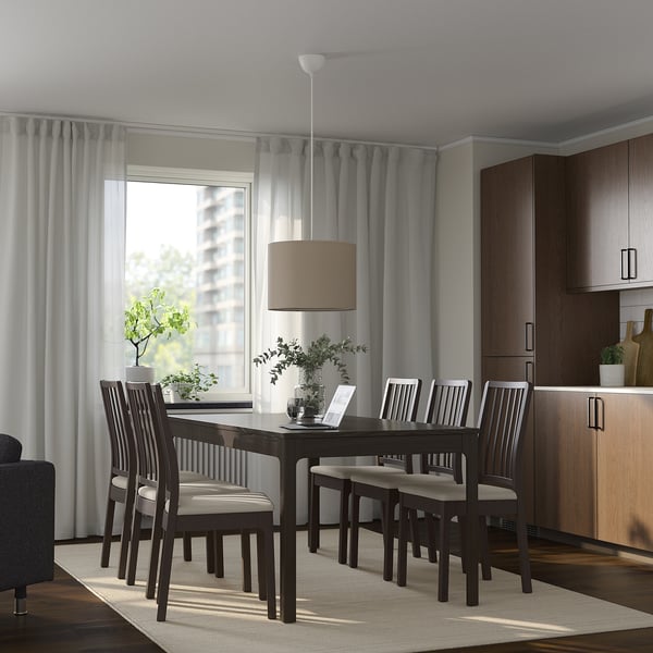 EKEDALEN - Extendable table, dark brown, 180/240x90 cm