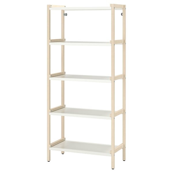 EKENABBEN open shelving unit, aspen/white, 70x34x154 cm