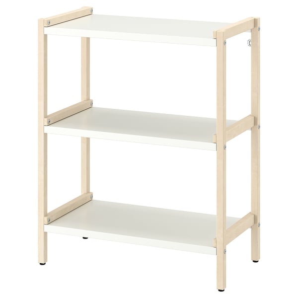 EKENABBEN open shelving unit, aspen/white, 70x34x86 cm
