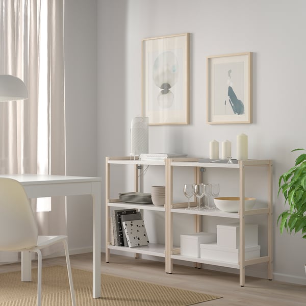 EKENABBEN open shelving unit, aspen/white, 70x34x86 cm