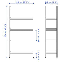 EKENABBEN - Open shelving unit, aspen/white, 70x34x154 cm