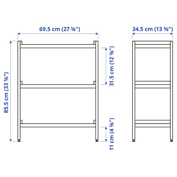 EKENABBEN open shelving unit, aspen/blue, 70x34x86 cm