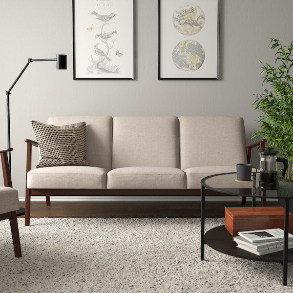 EKENÄSET - 3-seater sofa, Kilanda light beige