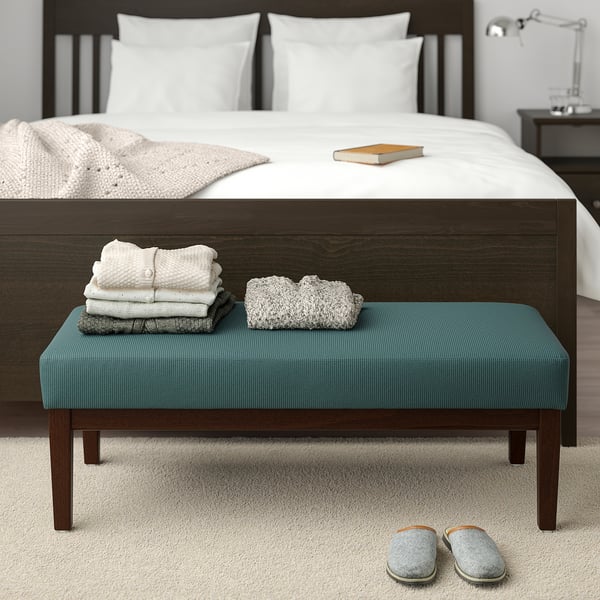 EKENÄSET bench, Kelinge grey-turquoise, 112 cm