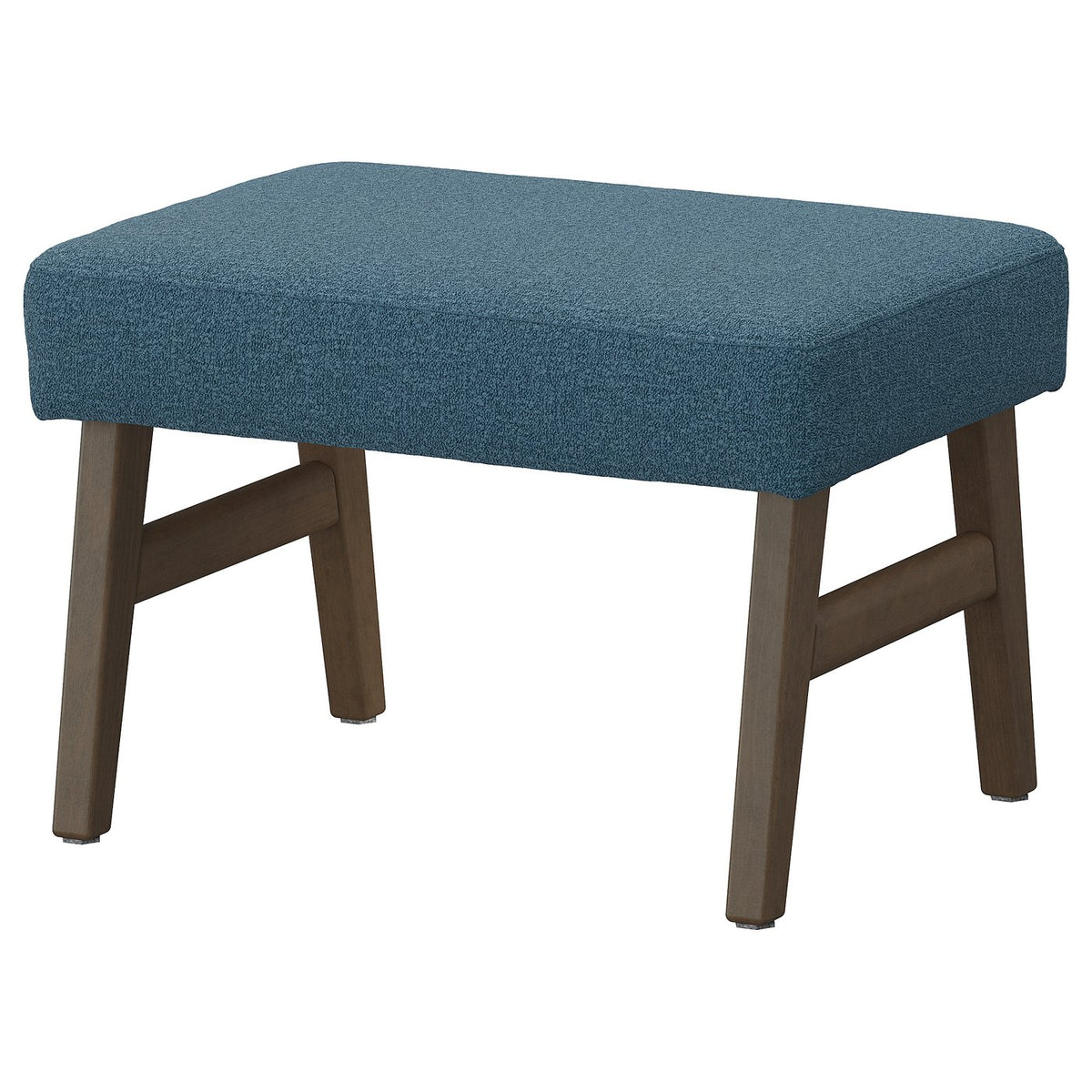 EKENÄSET footstool, walnut effect/Axvall dark grey-blue, 59x40x43 cm