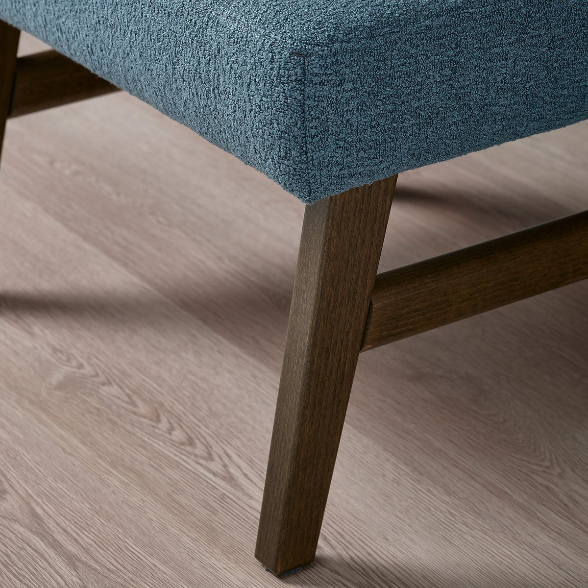 EKENÄSET footstool, walnut effect/Axvall dark grey-blue, 59x40x43 cm