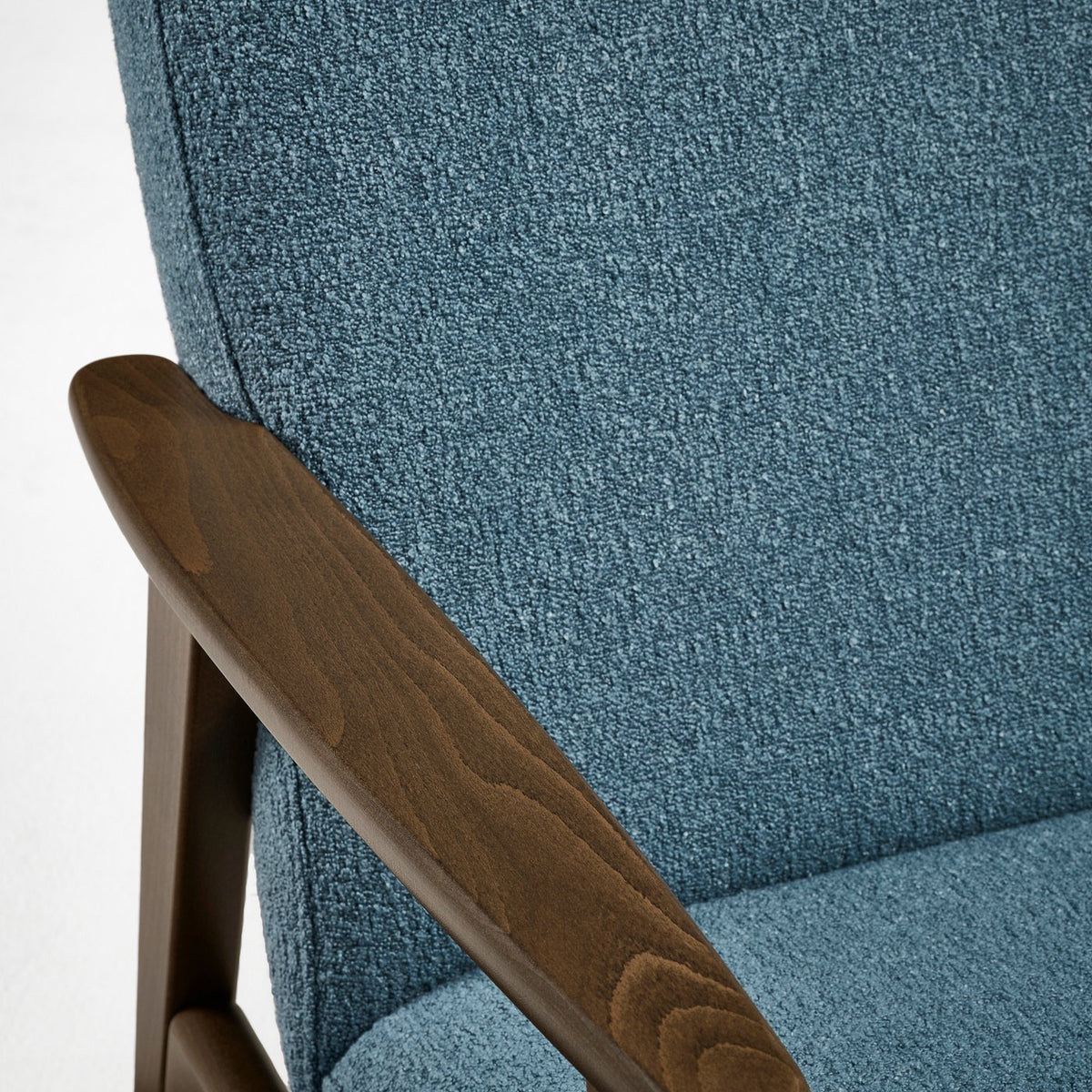 EKENÄSET high-back armchair, walnut effect/Axvall dark grey-blue, 65x107x96 cm