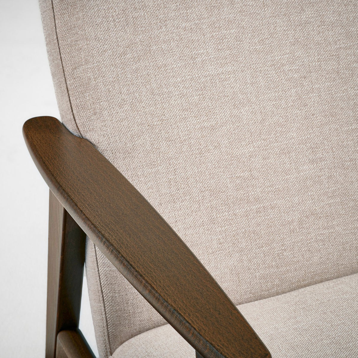EKENÄSET high-back armchair, walnut effect/Kilanda light beige, 65x107x96 cm