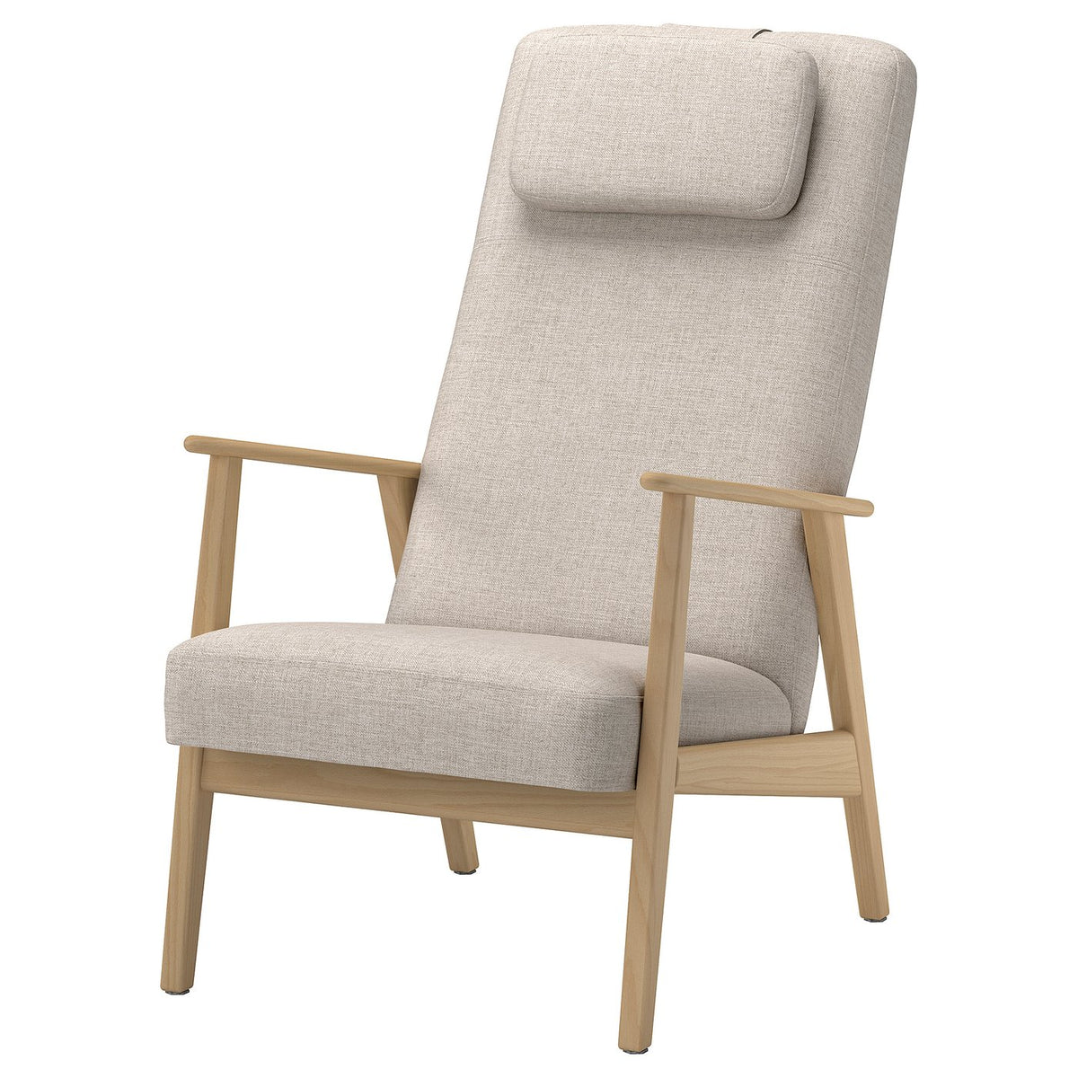 EKENÄSET high-back armchair, oak effect/Kilanda light beige, 65x107x96 cm
