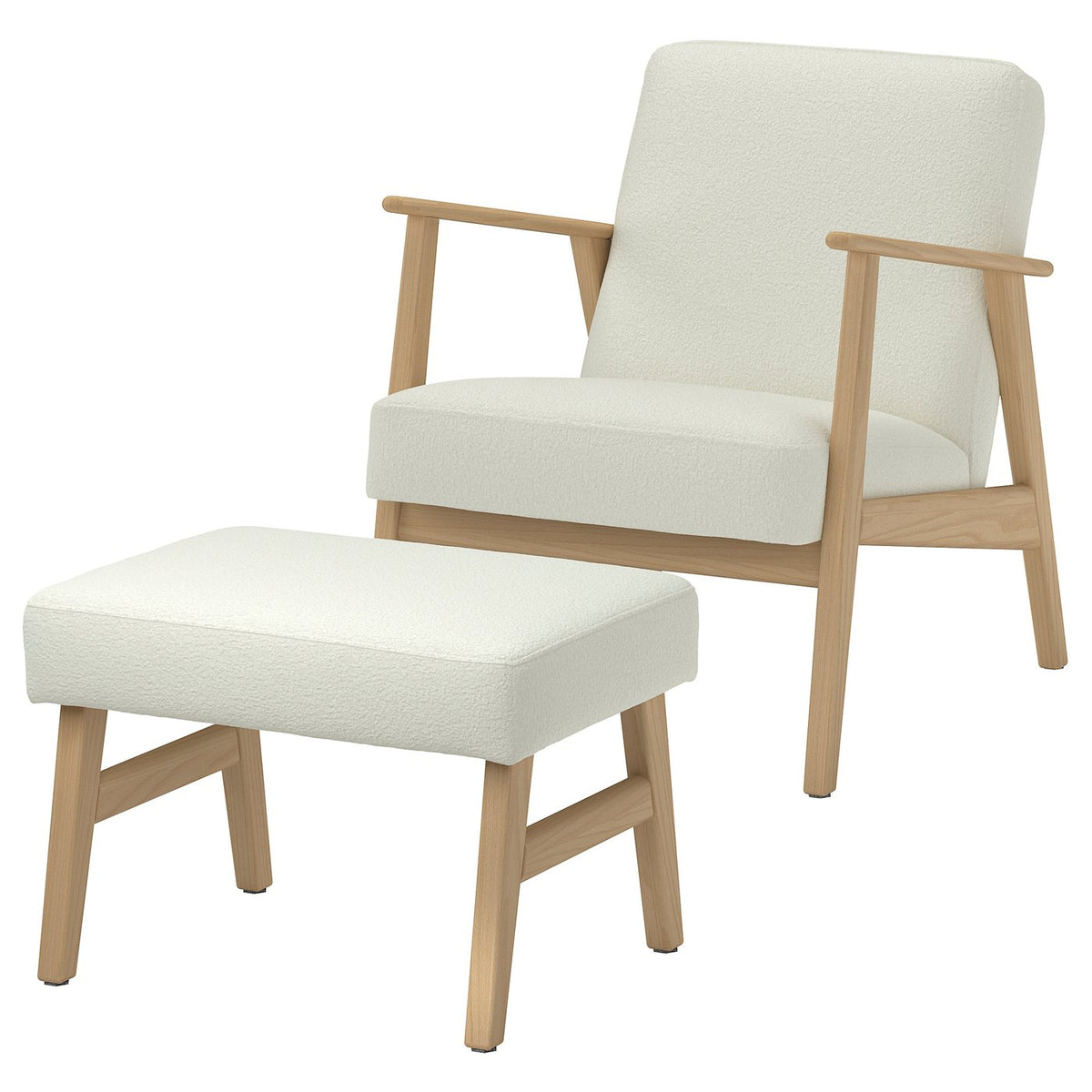 EKENÄSET armchair and footstool, oak effect/Axvall off-white