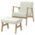 EKENÄSET armchair and footstool, oak effect/Axvall off-white