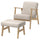 EKENÄSET armchair and footstool, oak effect/Kilanda light beige
