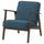EKENÄSET armchair, walnut effect/Axvall dark grey-blue, 65x75x74 cm