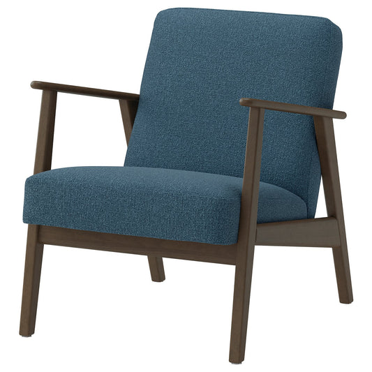 EKENÄSET armchair, walnut effect/Axvall dark grey-blue, 65x75x74 cm