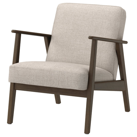 EKENÄSET armchair, walnut effect/Kilanda light beige, 65x75x74 cm