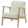 EKENÄSET armchair, oak effect/Axvall off-white, 65x75x74 cm