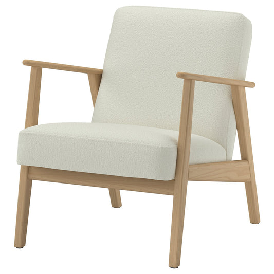 EKENÄSET armchair, oak effect/Axvall off-white, 65x75x74 cm