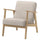 EKENÄSET armchair, oak effect/Kilanda light beige, 65x75x74 cm