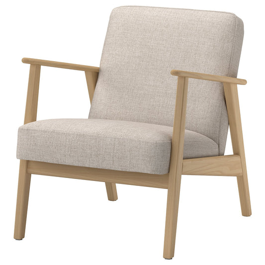 EKENÄSET armchair, oak effect/Kilanda light beige, 65x75x74 cm