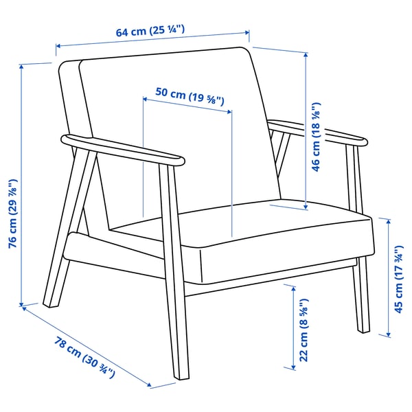 EKENÄSET armchair, Jonsbyn black, 64x76x78 cm