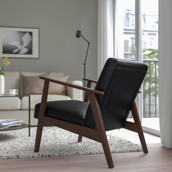 EKENÄSET armchair, Jonsbyn black, 64x76x78 cm
