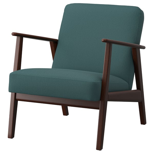EKENÄSET armchair, Kelinge grey-turquoise, 56x63x78 cm