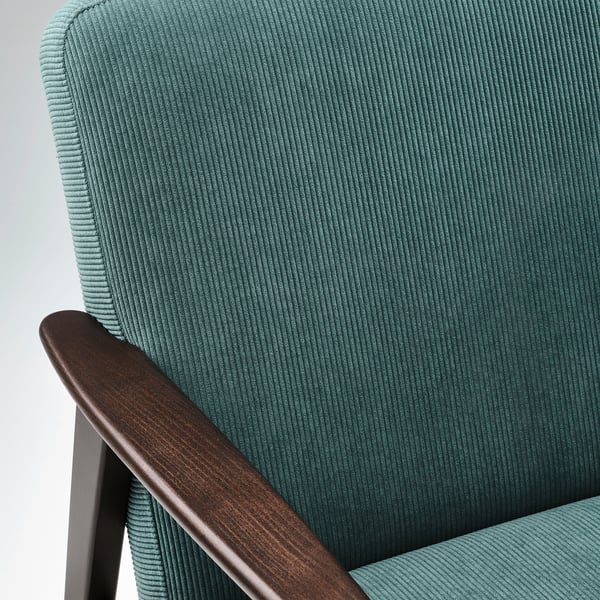 EKENÄSET armchair, Kelinge grey-turquoise, 64x76x78 cm